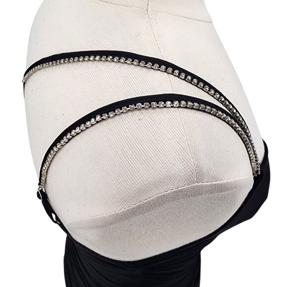 Lucy In The Sky Womens Medium Dress Sandra Mesh Bodycon Rhinestone Straps Party - Picture 4 of 11